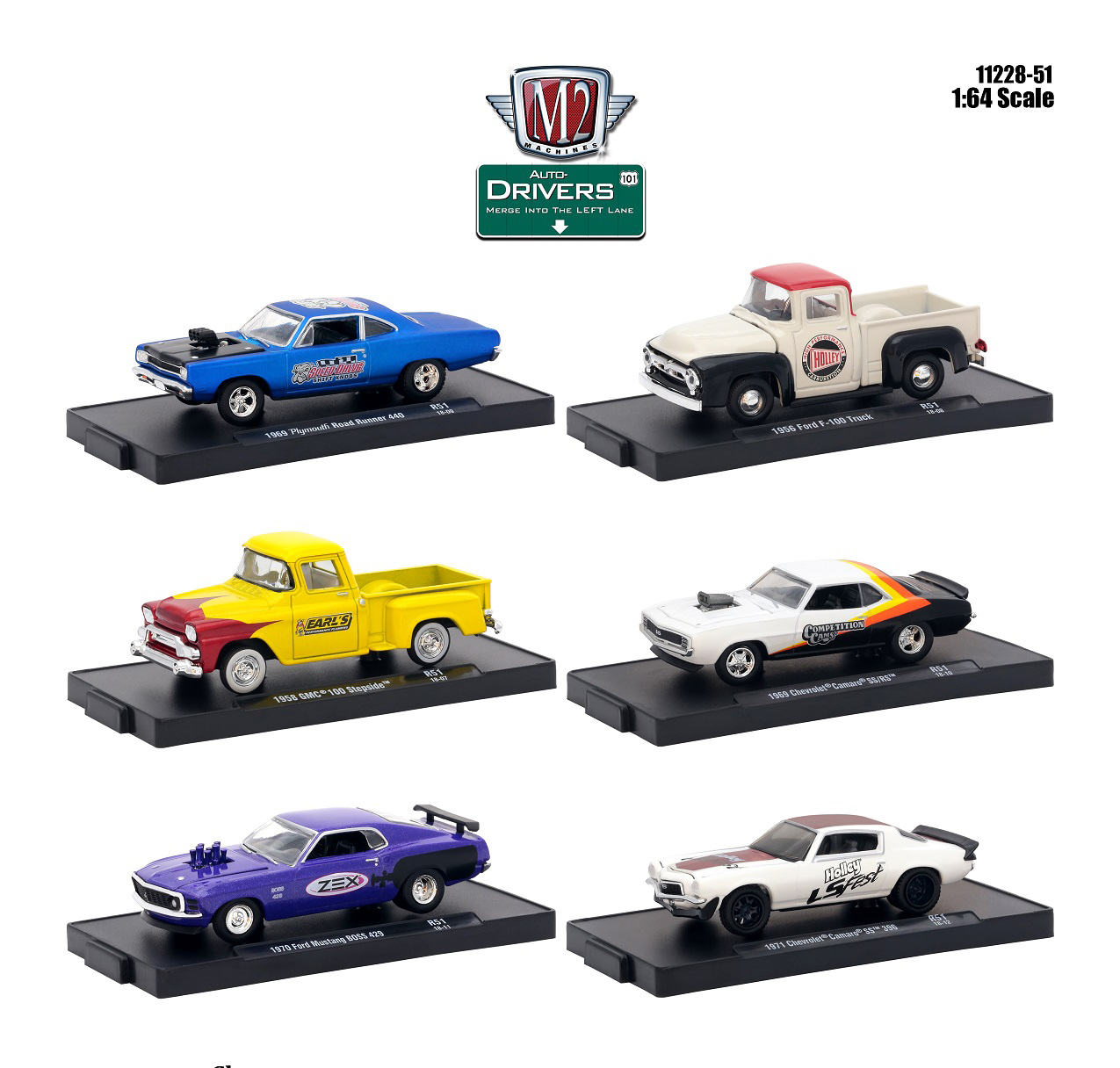 Drivers 6 Cars Set Release 51 In Blister Packs 1/64 Diecast Model Cars By M2 Machines