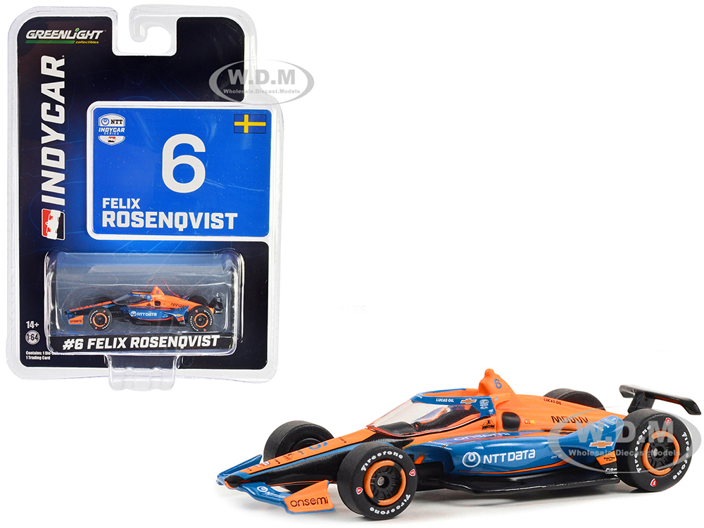 Dallara IndyCar 6 Felix Rosenqvist "NTT DATA" Arrow McLaren "NTT IndyCar Series" (2023) 1/64 Diecast Model Car by Greenlight