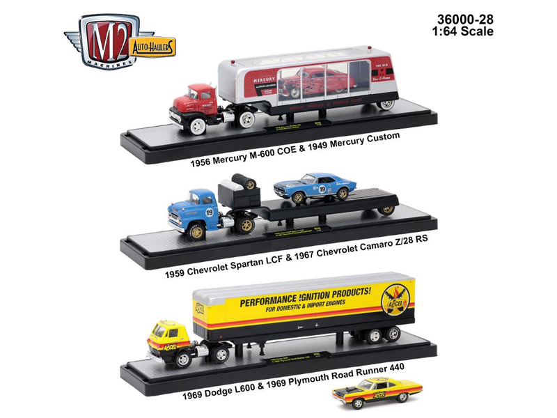 Auto Haulers Release 28 3 Trucks Set 1/64 Diecast Models By M2 Machines