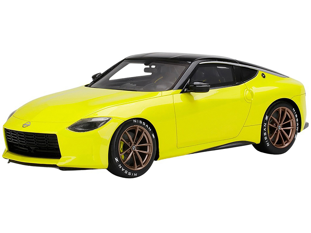 Nissan Z Proto Bright Yellow with Black Top 1/18 Model Car by Top Speed
