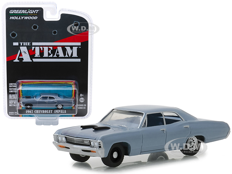 1967 Chevrolet Impala Silver Blue "The A-Team" (1983-1987) TV Series "Hollywood Series" Release 23 1/64 Diecast Model Car by Greenlight