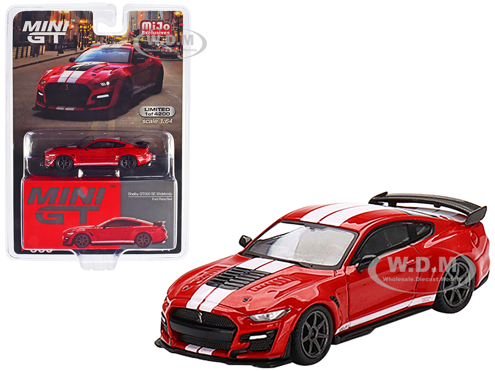 Shelby GT500 SE Widebody Ford Race Red with White Stripes Limited Edition to 4200 pieces Worldwide 1/64 Diecast Model Car by True Scale Miniatures