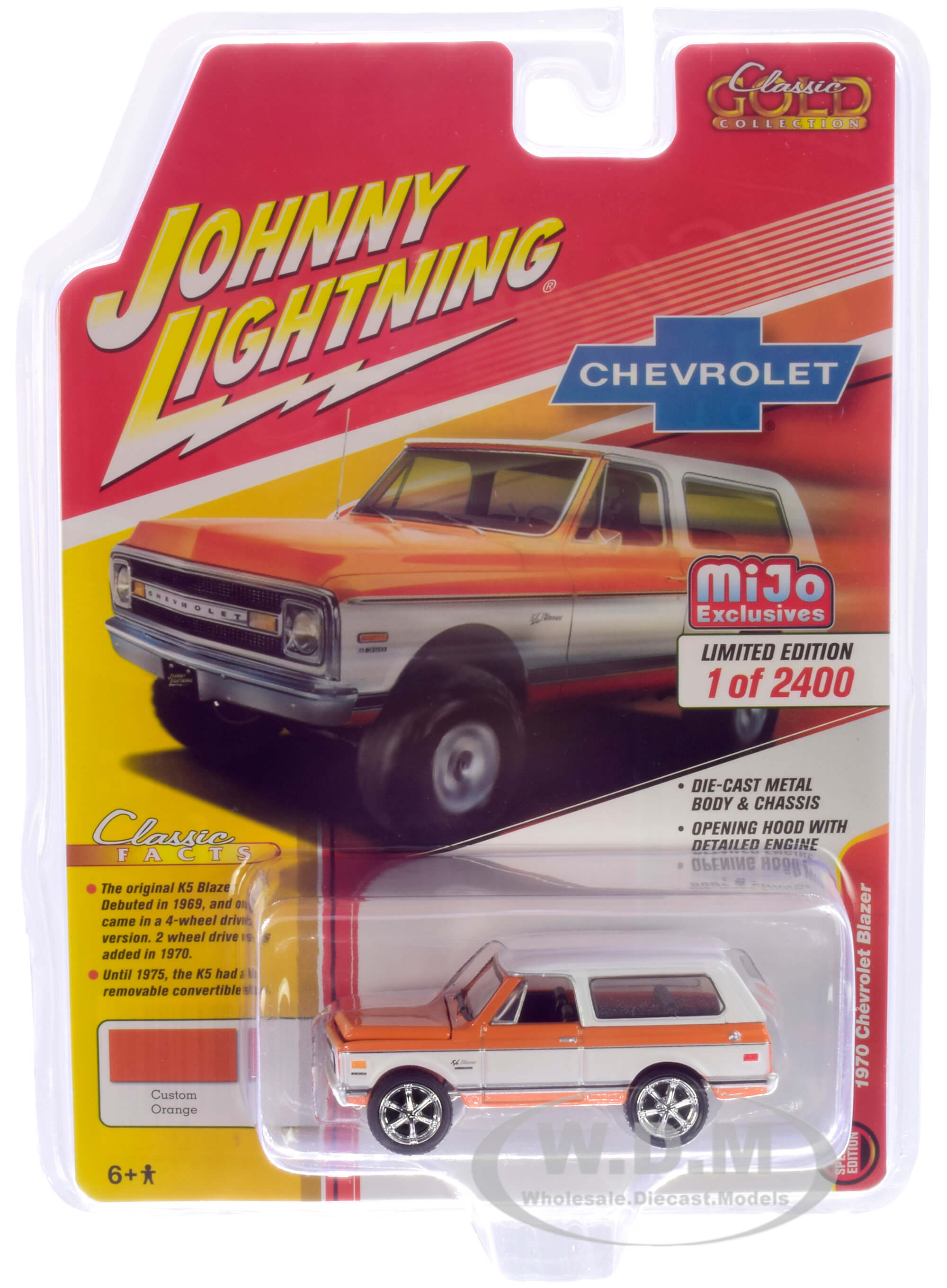 1970 Chevrolet Blazer Custom Orange And White Limited Edition To 2400 Pieces Worldwide 1/64 Diecast Model Car By Johnny Lightning