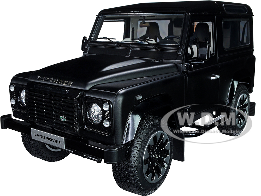 Land Rover Defender 90 Works V8 Matt Black with Gloss Black Top "70th Edition" 1/18 Diecast Model Car by LCD Models
