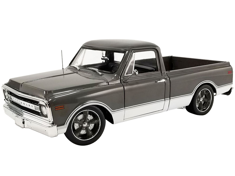 1969 Chevrolet C-10 LS-10 Custom Pickup Truck Gray and White Limited Edition to 474 pieces Worldwide 1/18 Diecast Model Car by ACME