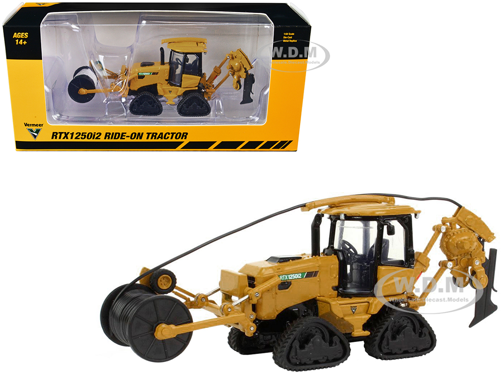 Vermeer RTX1250i2 Ride-On Tractor with Hose Attachment Yellow 1/64 Diecast Model by SpecCast