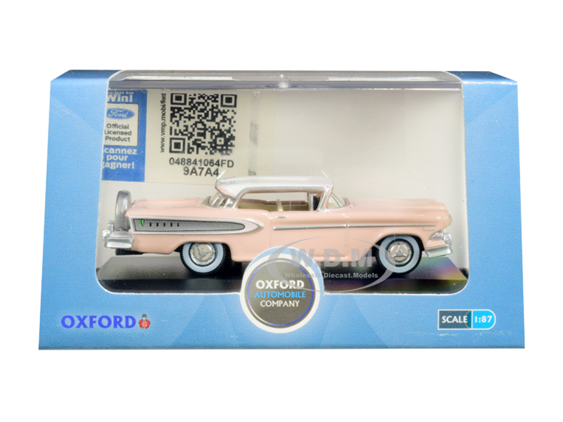 1958 Edsel Citation Chalk Pink with Frost White Top 1/87 (HO) Scale Diecast Model Car by Oxford Diecast