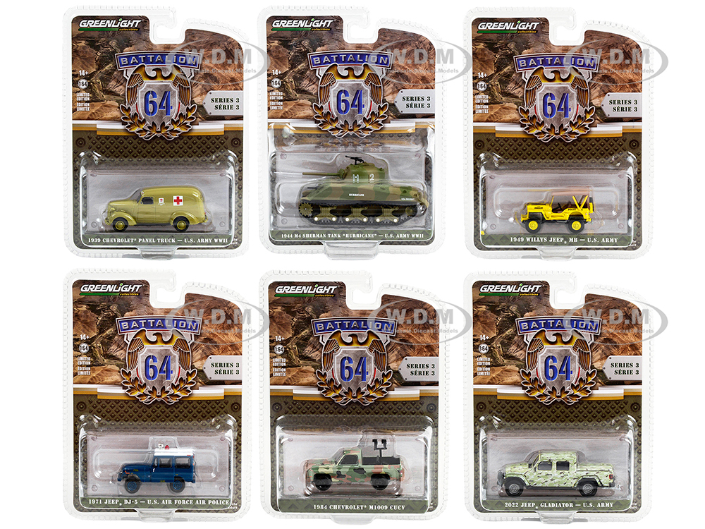 "Battalion 64" Set of 6 pieces Series 3 1/64 Diecast Models by Greenlight