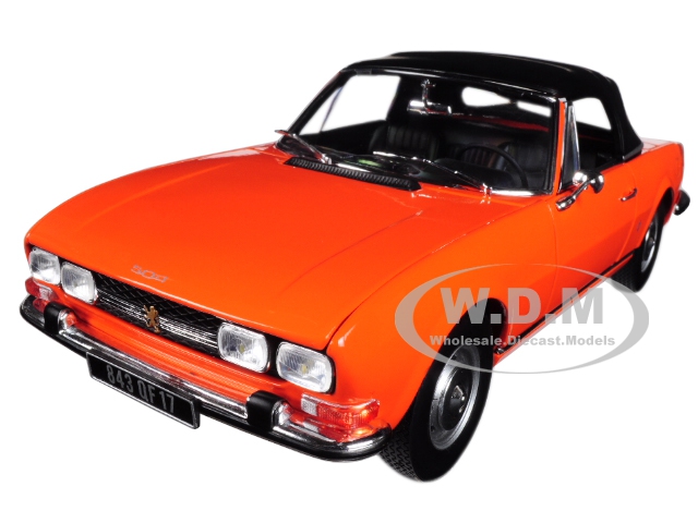 Image of 1970 Peugeot 504 Cabriolet Capucine Yellow 1/18 Diecast Model Car by Norev