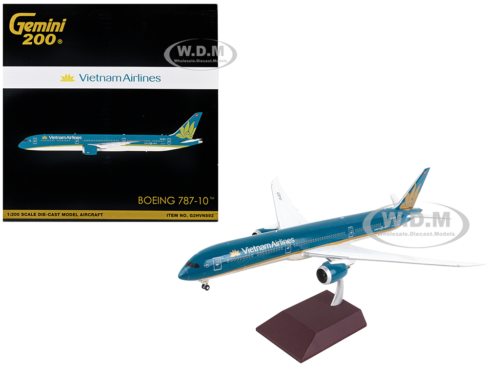 Boeing 787-10 Commercial Aircraft Vietnam Airlines Blue with Tail Graphics Gemini 200 Series 1/200 Diecast Model Airplane by GeminiJets