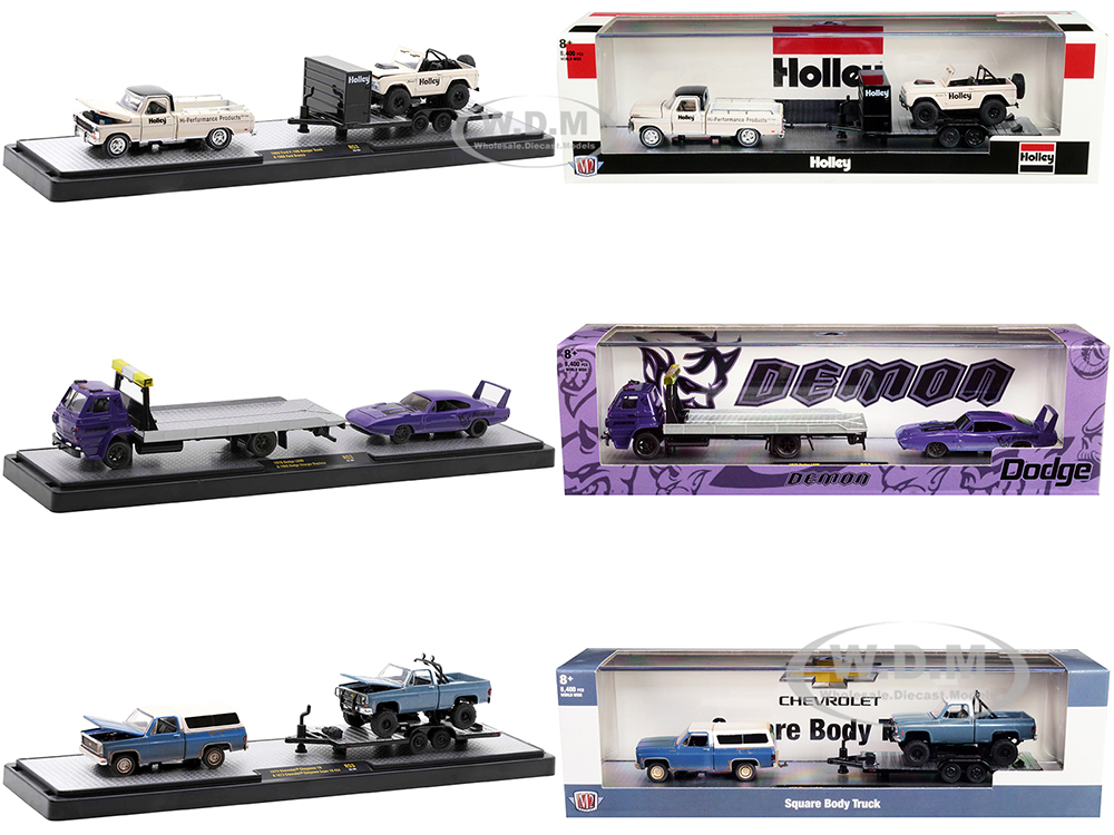 Auto Haulers Set of 3 Trucks Release 53 Limited Edition to 8400 pieces Worldwide 1/64 Diecast Model Cars by M2 Machines