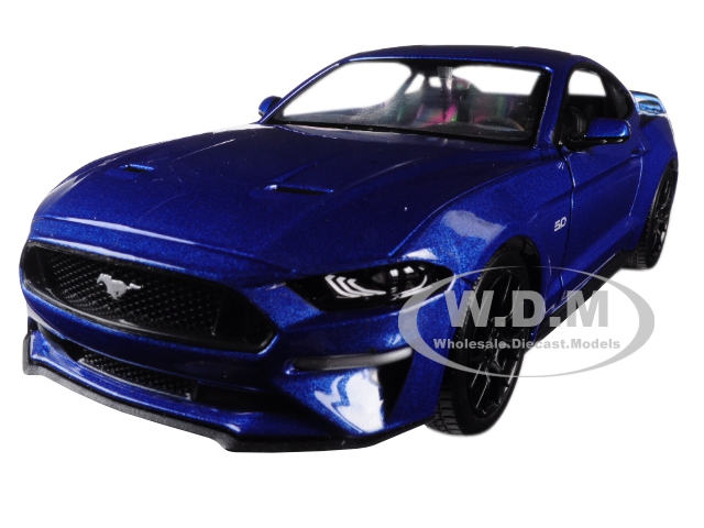 2018 Ford Mustang GT 5.0 Blue with Black Wheels 1/24 Diecast Model Car by Motormax