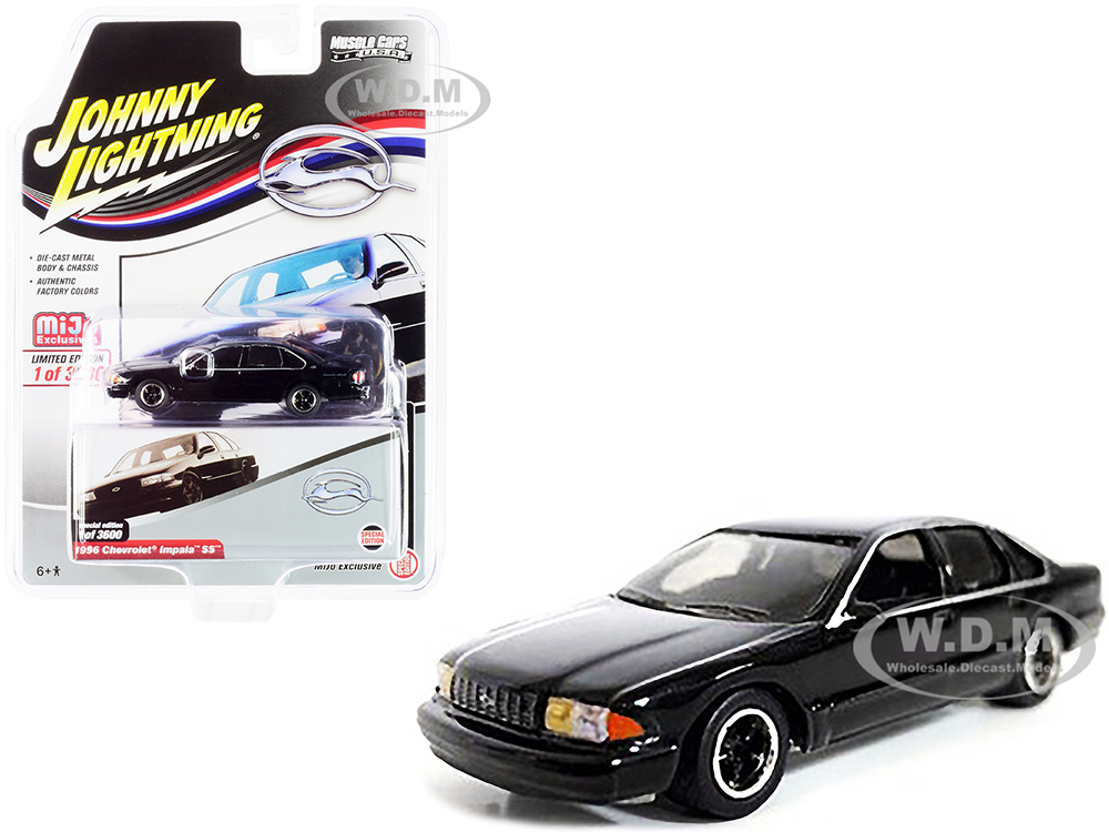 1996 Chevrolet Impala SS Black Limited Edition to 3600 pieces Worldwide "Muscle Cars U.S.A." Series 1/64 Diecast Model Car by Johnny Lightning