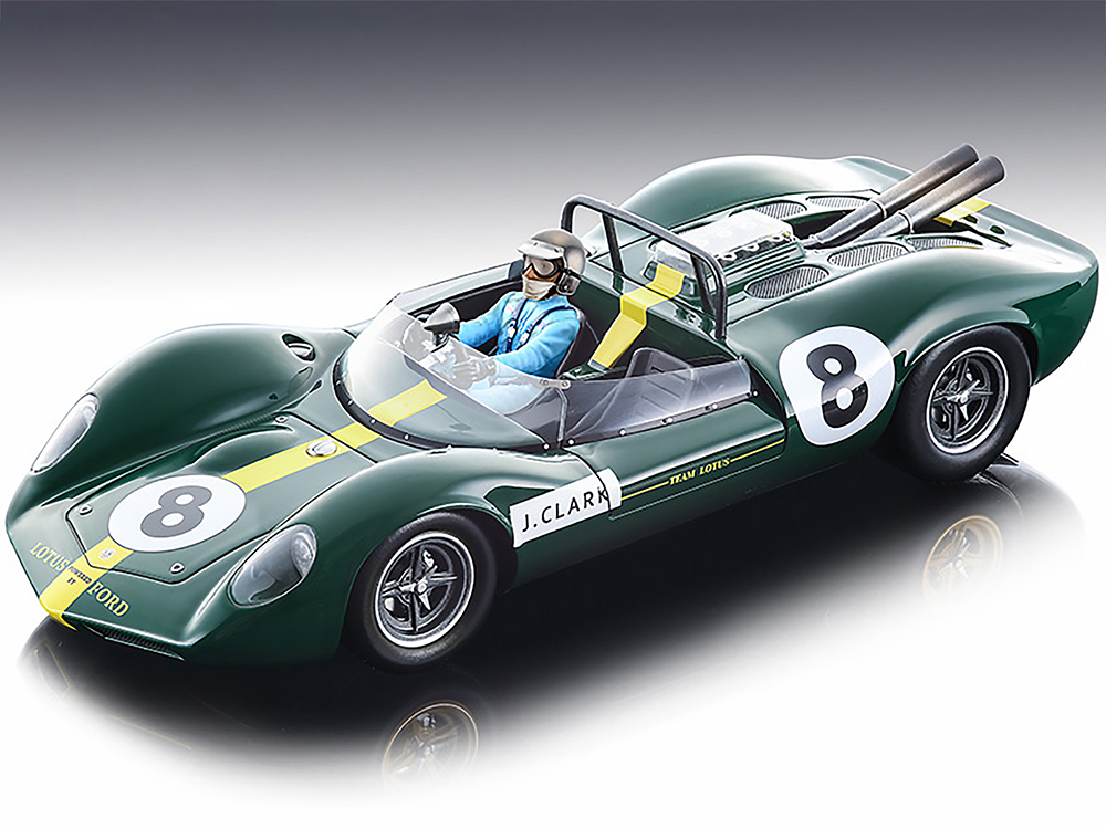 Lotus 40 8 Jim Clark Guards Trophy Brands Hatch (1965) with Seated Driver Figure Limited Edition to 160 pieces Worldwide 1/18 Model Car by Tecnomodel