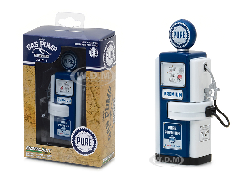 Image of 1948 Wayne 100-A Gas Pump Pure Oil "Pure Premium Be Sure With Pure" Gas Pump Replica Vintage Gas Pump Series 3 1/18 Diecast Model by Greenlight