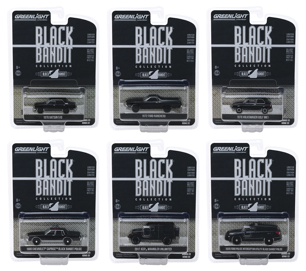 "Black Bandit" Series 22 6 piece Set 1/64 Diecast Model Cars by Greenlight