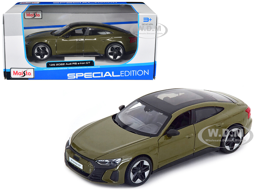 2022 Audi RS e-Tron GT Dark Green with Black Top and Sunroof Special Edition Series 1/25 Diecast Model Car by Maisto
