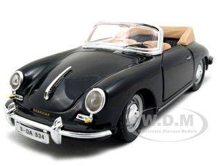 1961 Porsche 356 B Cabriolet Black 1/24 Diecast Model Car By Bburago