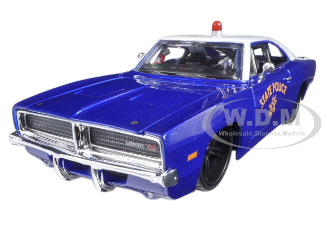 1969 Dodge Charger R/t State Police Car Blue 1/25 Diecast Model Car By Maisto
