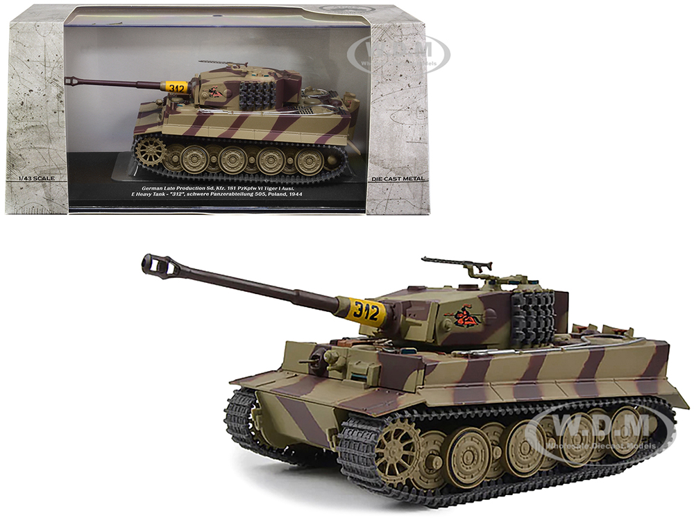 German Late Production Sd. Kfz. 181 PzKpfw VI Tiger I Ausf. E Heavy Tank 312 "Schwere Panzerabteilung 505 Poland 1944" 1/43 Diecast Model by AFVs of