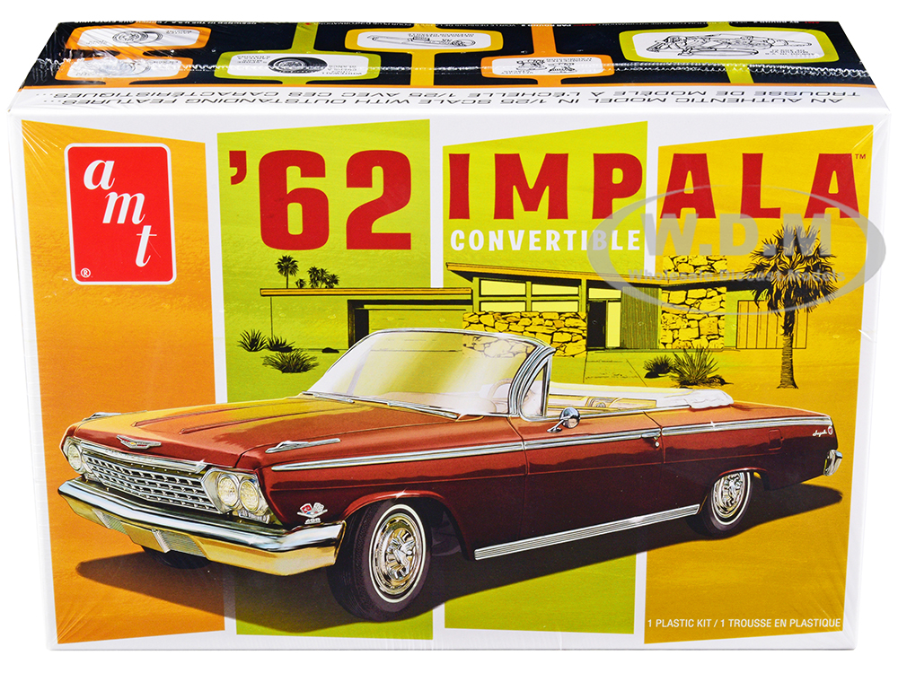 Skill 2 Model Kit 1962 Chevrolet Impala Convertible 1/25 Scale Model by AMT