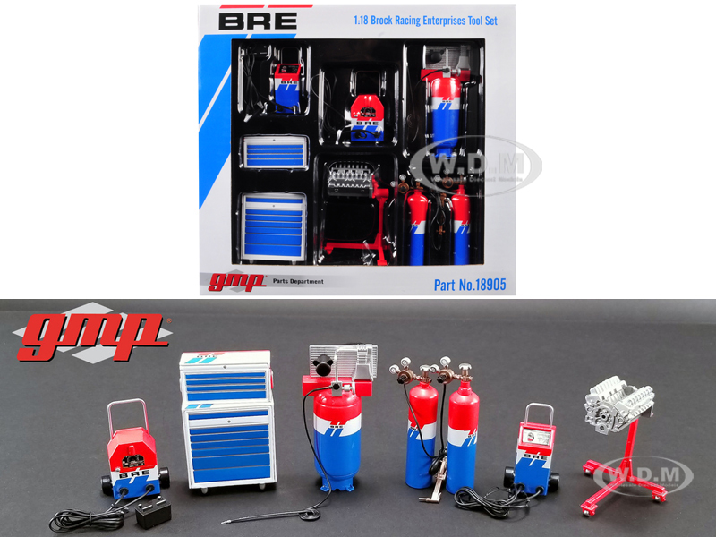 Image of 6 piece Garage Shop Tools Set 1 "Brock Racing Enterprises" (BRE) 1/18 Diecast Replica by GMP