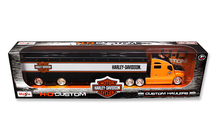 Harley Davidson Custom Hauler Trailer Orange 1/64 Diecast Model By Maisto