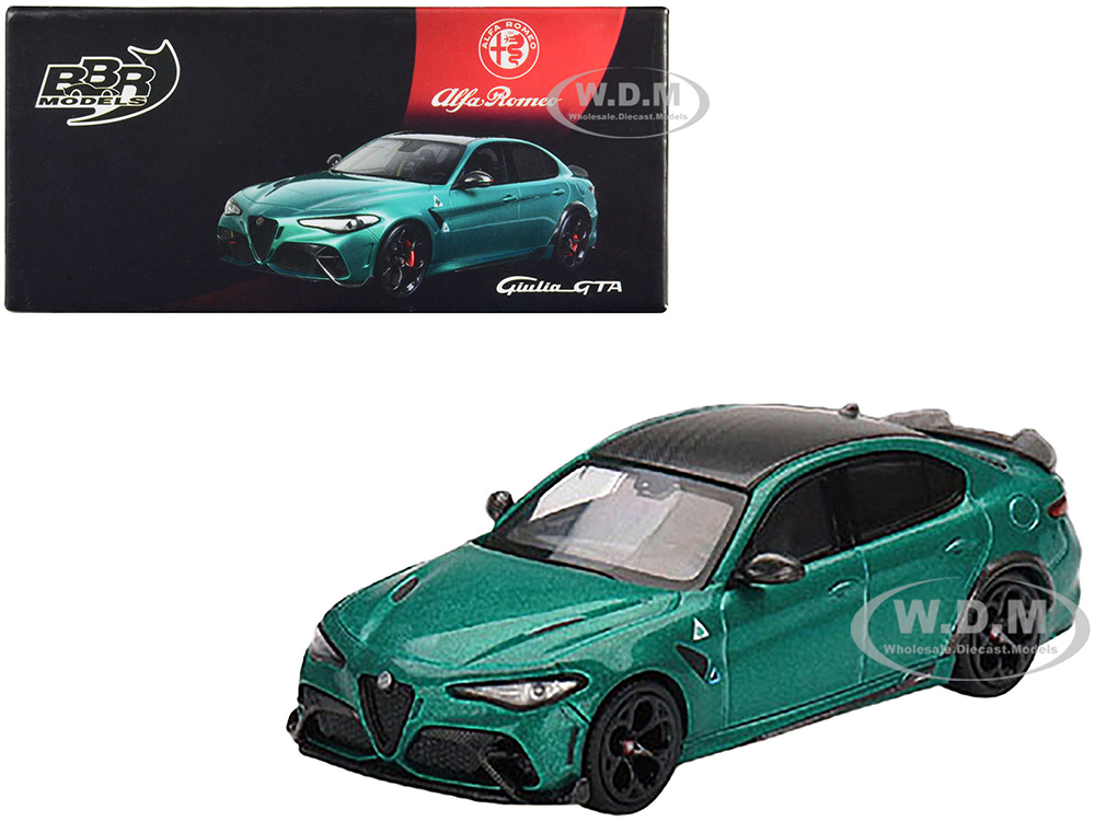 Alfa Romeo Giulia GTA Verde Montreal Green Metallic With Carbon Top 1/64 Diecast Model Car By BBR