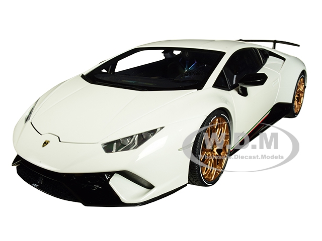 Lamborghini Huracan Performante Bianco Monocerus / Solid White With Gold Wheels 1/18 Model Car By Autoart