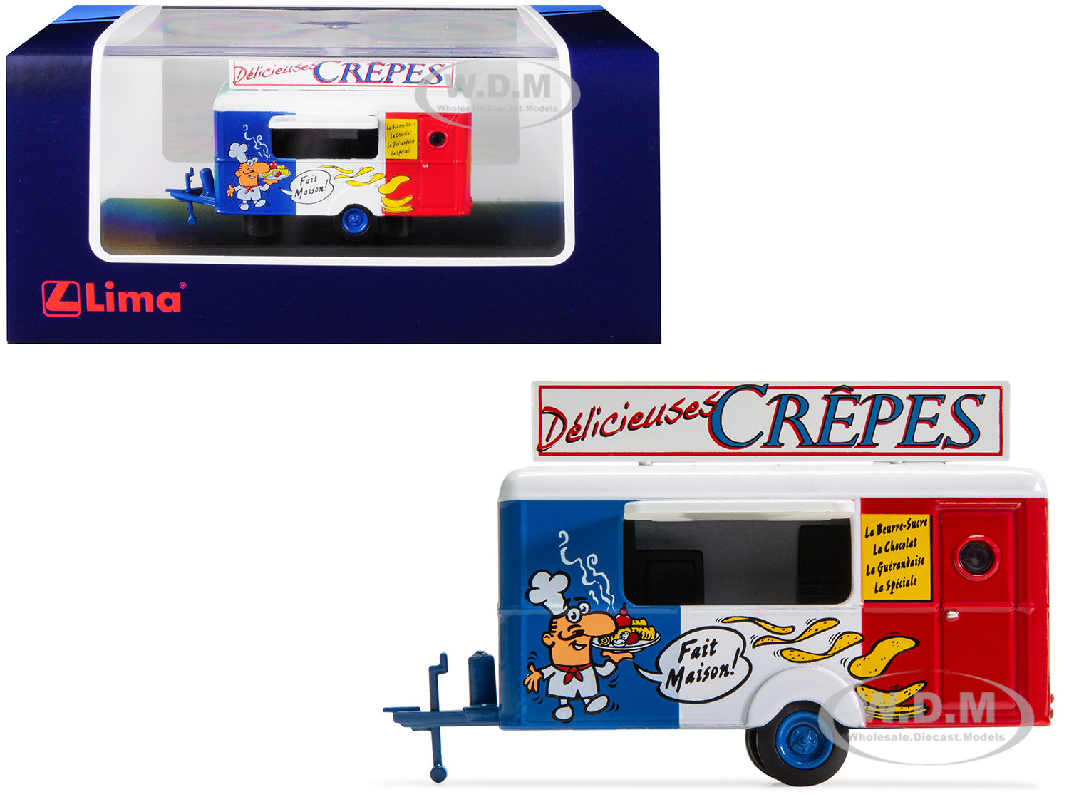 Image of Mobile Food Trailer "Delicieuses Crepes" (France) 1/87 (HO) Scale Diecast Model by Lima