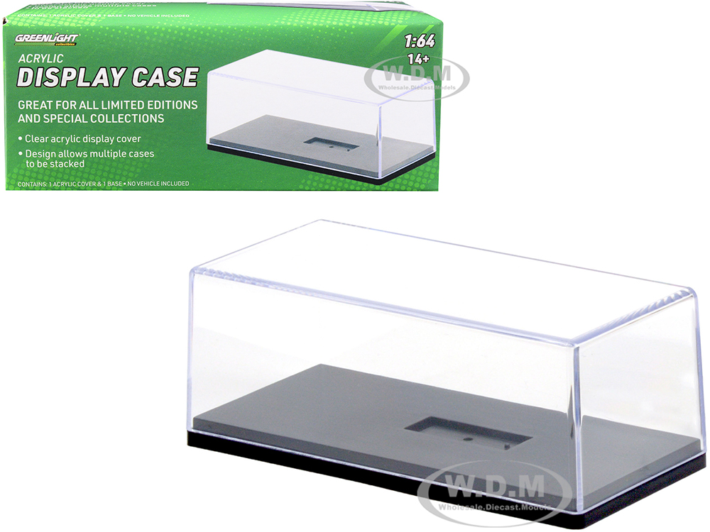 Collectible Acrylic Display Show Case with Black Plastic Base for 1/64 Scale Model Cars by Greenlight