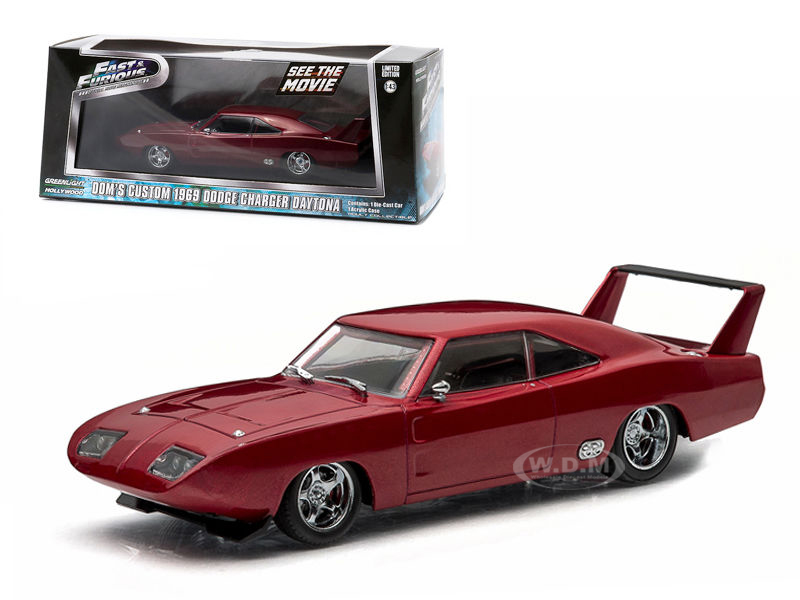 Doms 1969 Dodge Charger Daytona Maroon Fast and Furious 6 Movie (2013) 1/43 Diecast Model Car by Greenlight