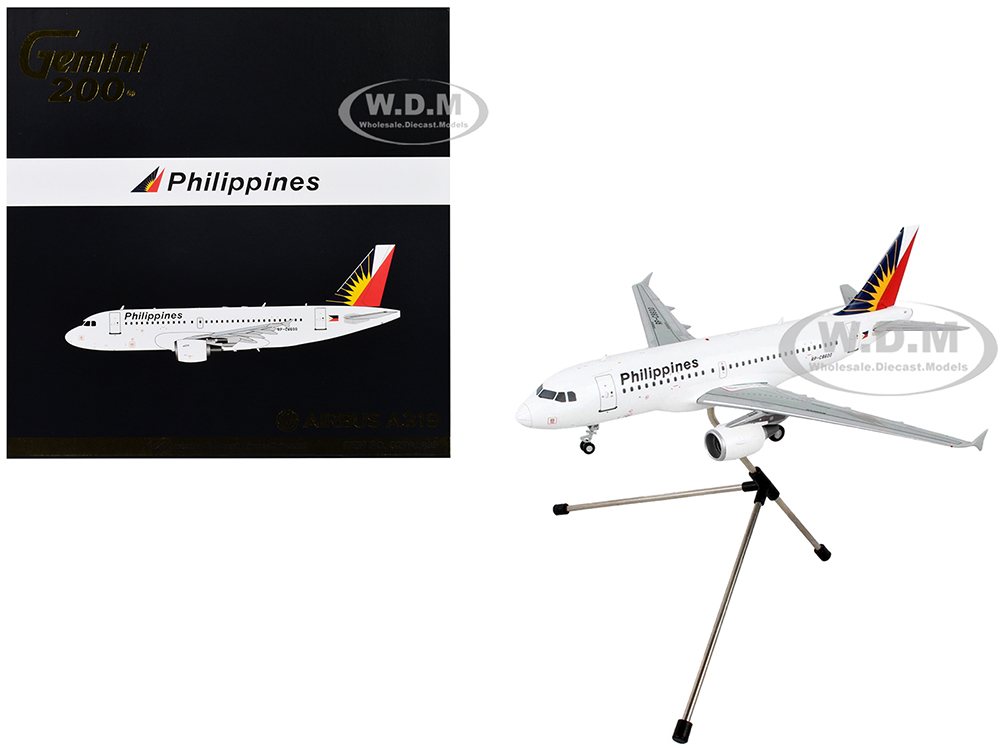 Airbus A319 Commercial Aircraft "Philippine Airlines" White with Tail Graphics "Gemini 200" Series 1/200 Diecast Model Airplane by GeminiJets