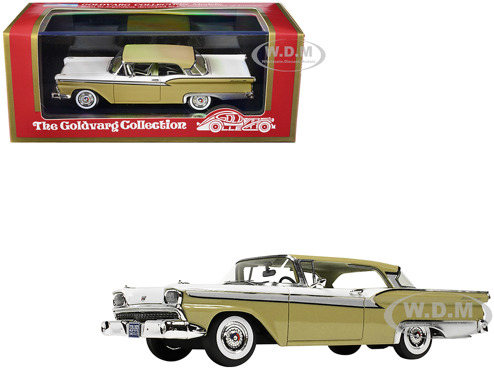 1959 Ford Fairlane 500 Inca Gold and White with Light Green Interior Limited Edition to 240 pieces Worldwide 1/43 Model Car by Goldvarg Collection