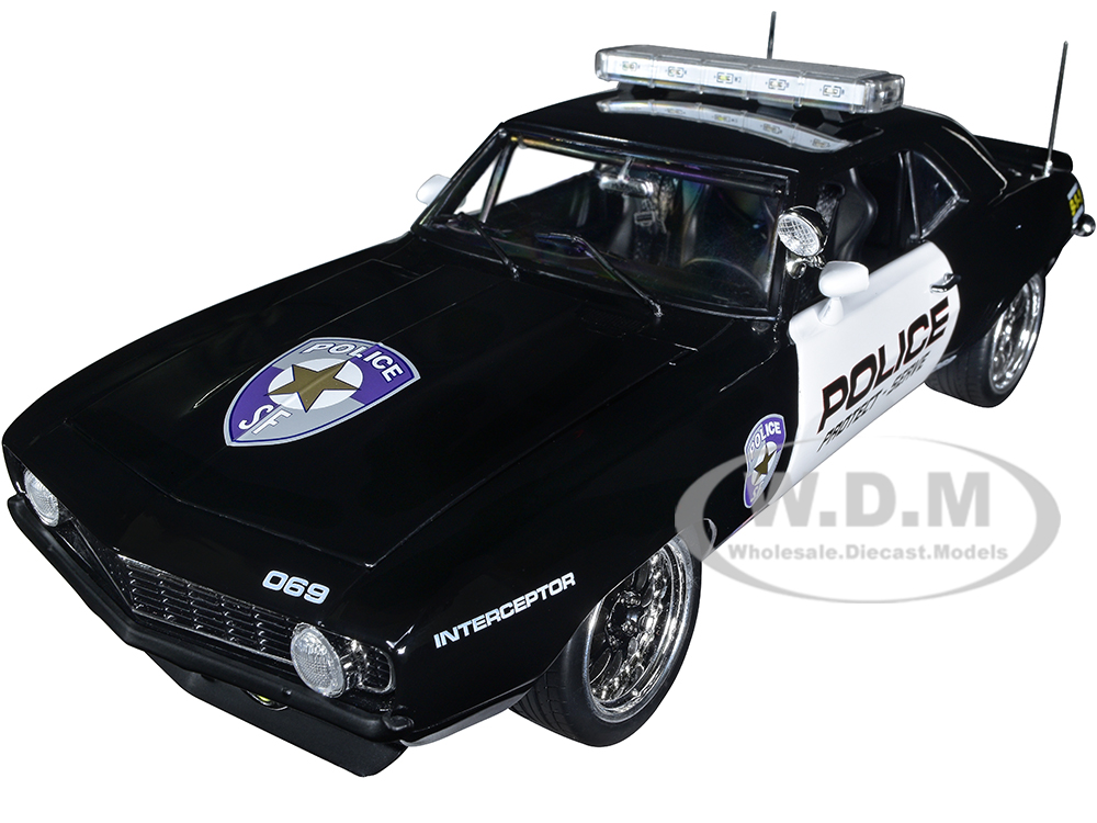 1969 Chevrolet Camaro Black and White Street Fighter Police Interceptor Limited Edition to 1140 pieces Worldwide 1/18 Diecast Model Car by GMP