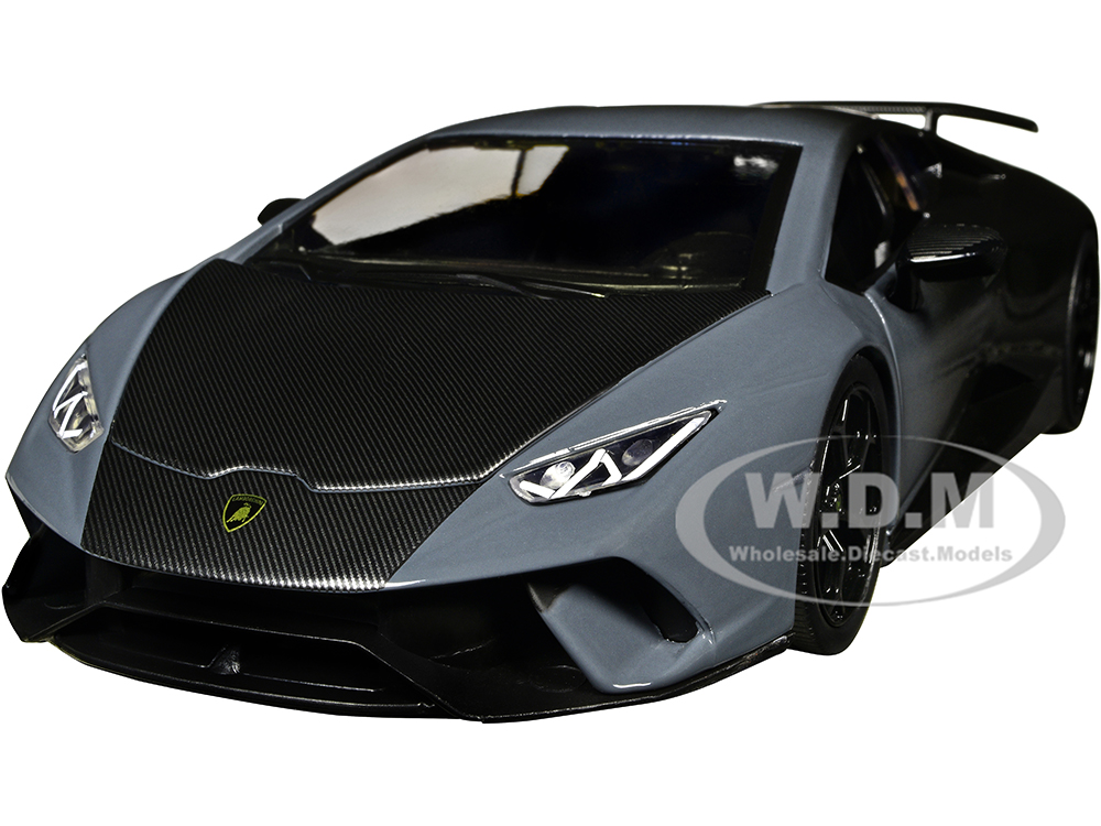 Lamborghini Huracan Perfomante Gray and Black Gradient with Carbon Hood "Pink Slips" Series 1/24 Diecast Model Car by Jada