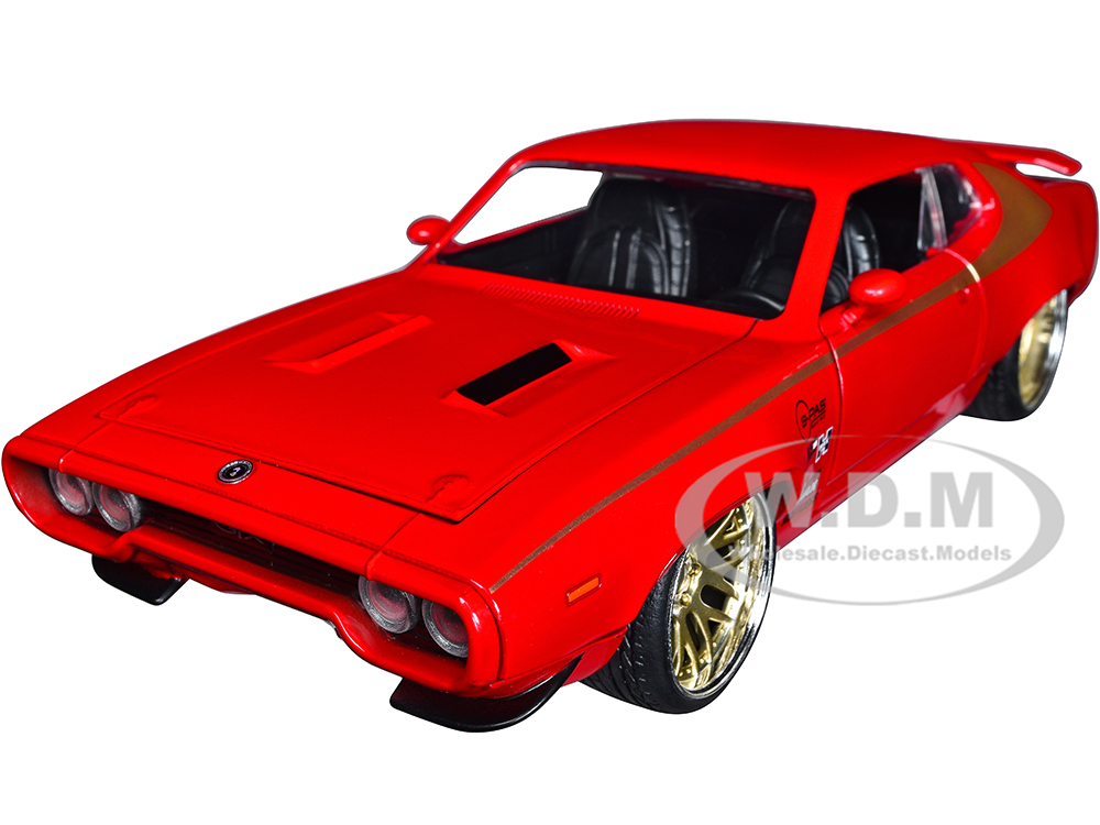 1972 Plymouth GTX Red with Gold Graphics Bigtime Muscle Series 1/24 Diecast Model Car by Jada