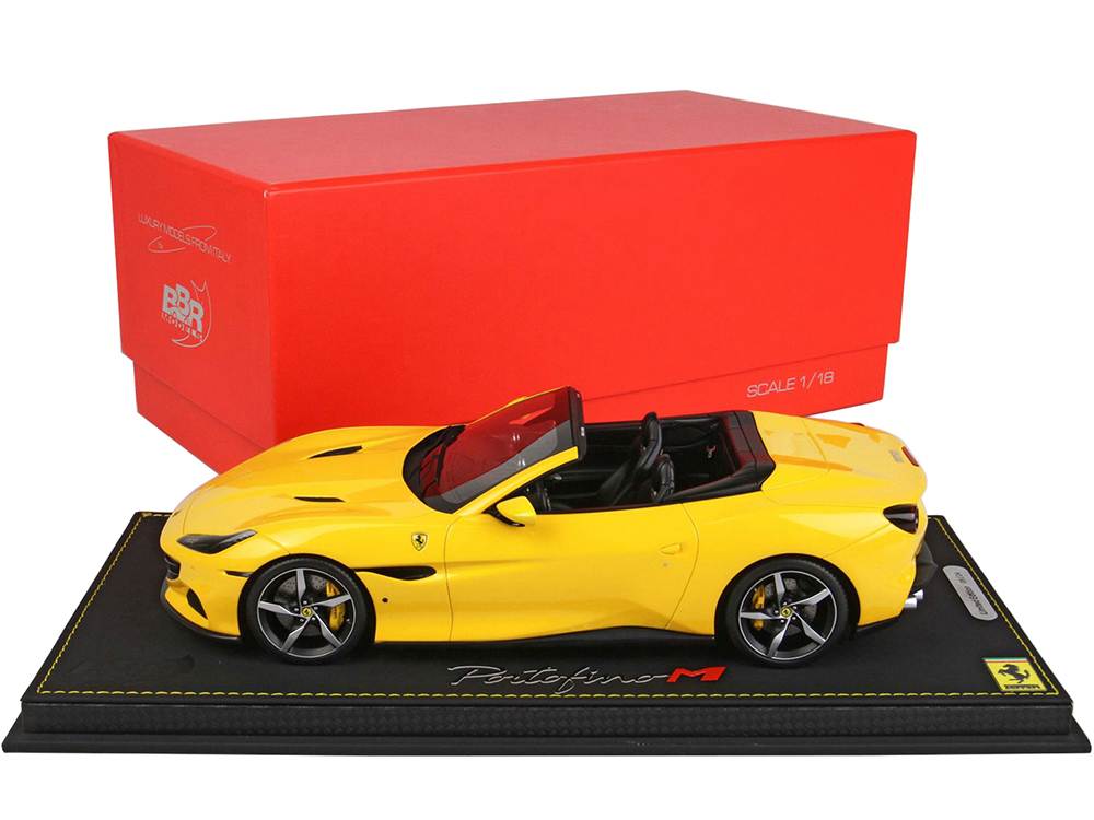 Ferrari Portofino M Convertible Giallo Modena Yellow with DISPLAY CASE Limited Edition to 24 pieces Worldwide 1/18 Model Car by BBR