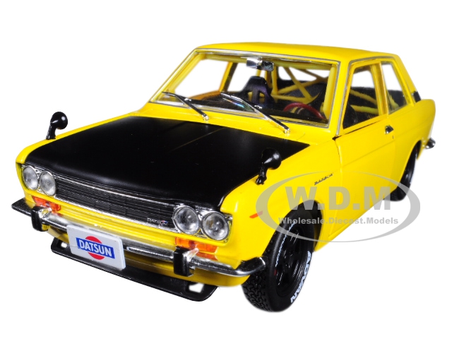 1970 Datsun 510 "Auto-Japan" Yellow with Matt Black Hood 1/24 Diecast Model Car by M2 Machines