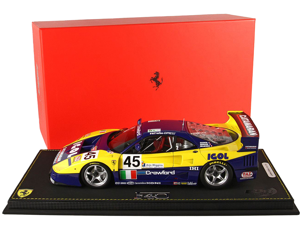 Ferrari F40 LM #45 Jean-Marc Gounon - Eric Bernard - Paul Belmondo Ennea SRL Igol 24 Hours of Le Mans (1996) with DISPLAY CASE Limited Edition to 200 pieces Worldwide 1/18 Model Car by BBR