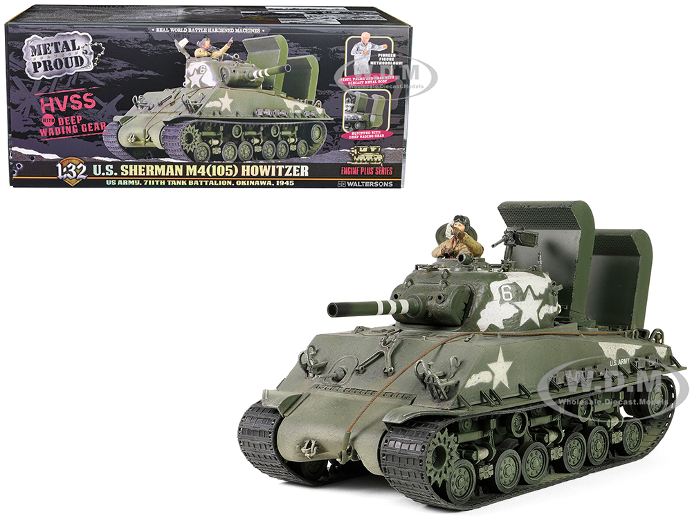 Sherman M4 (105) Howitzer Medium Tank US Army 711th Tank Battalion Okinawa (1945) Engine Plus Series 1/32 Diecast Model by Metal Proud