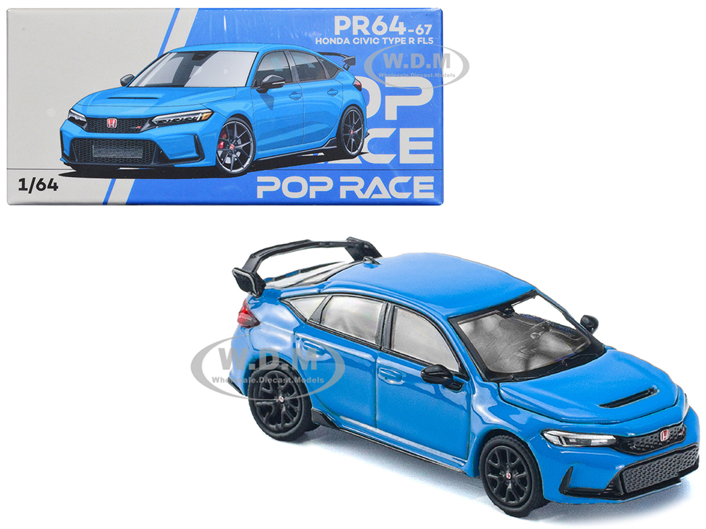 Honda Civic Type-R (FL5) Boost Blue Pearl 1/64 Diecast Model Car by Pop Race