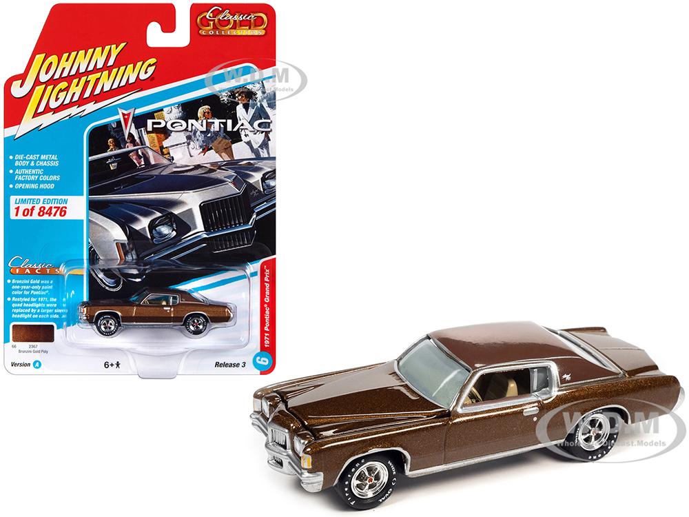 1971 Pontiac Grand Prix Bronzini Gold Metallic "Classic Gold Collection" Series Limited Edition to 8476 pieces Worldwide 1/64 Diecast Model Car by Jo