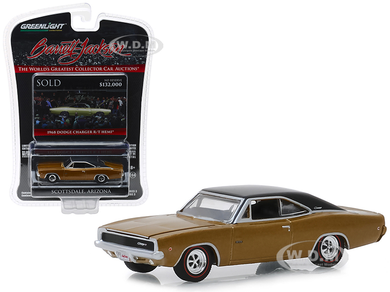 1968 Dodge Charger R/t Hemi (lot 1310.1) Brown With Black Top "barrett Jackson "scottsdale Edition" Series 3 1/64 Diecast Model Car By Greenlight