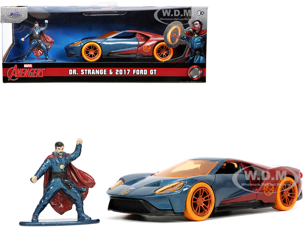 2017 Ford GT and Doctor Strange Diecast Figurine "Avengers" "Marvel" Series "Hollywood Rides" 1/32 Diecast Model Car by Jada