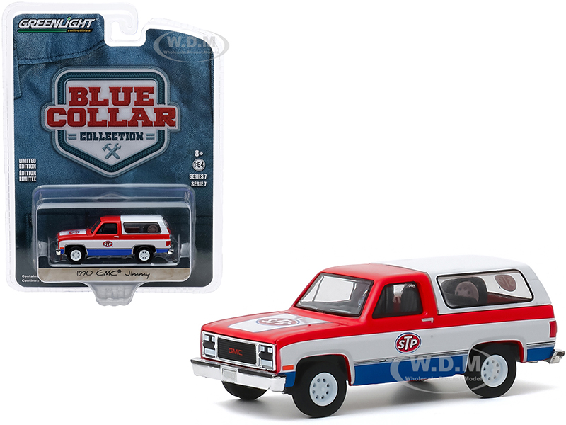 Image of 1990 GMC Jimmy "STP" Red and White with Blue Bottom "Blue Collar Collection" Series 7 1/64 Diecast Model Car by Greenlight