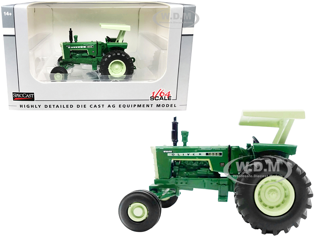 Oliver 1855 Wide Front Tractor with Canopy Dark Green and Light Green 1/64 Diecast Model by SpecCast