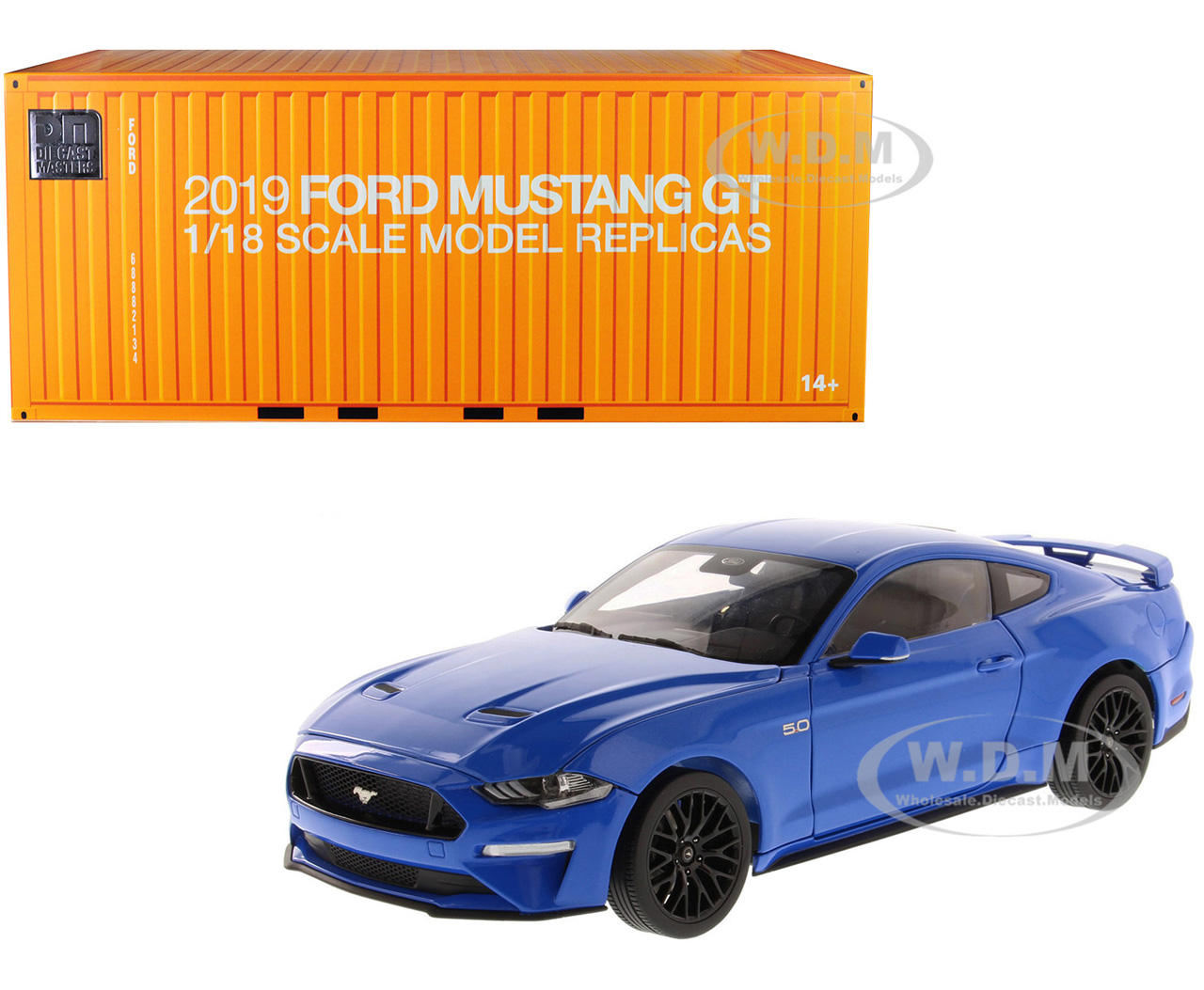 Image of 2019 Ford Mustang GT 5.0 Coupe Kona Blue 1/18 Diecast Model Car by Diecast Masters