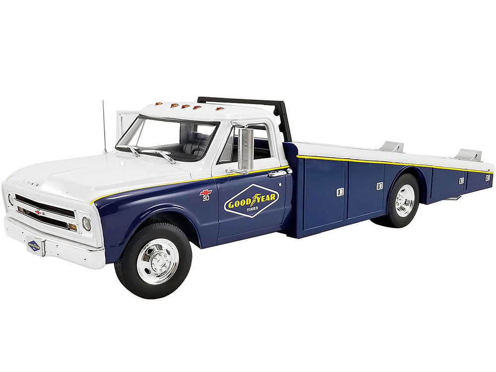 1967 Chevrolet C30 Ramp Truck "Goodyear Tires" Blue and White Limited Edition to 460 pieces Worldwide 1/18 Diecast Model Car by ACME