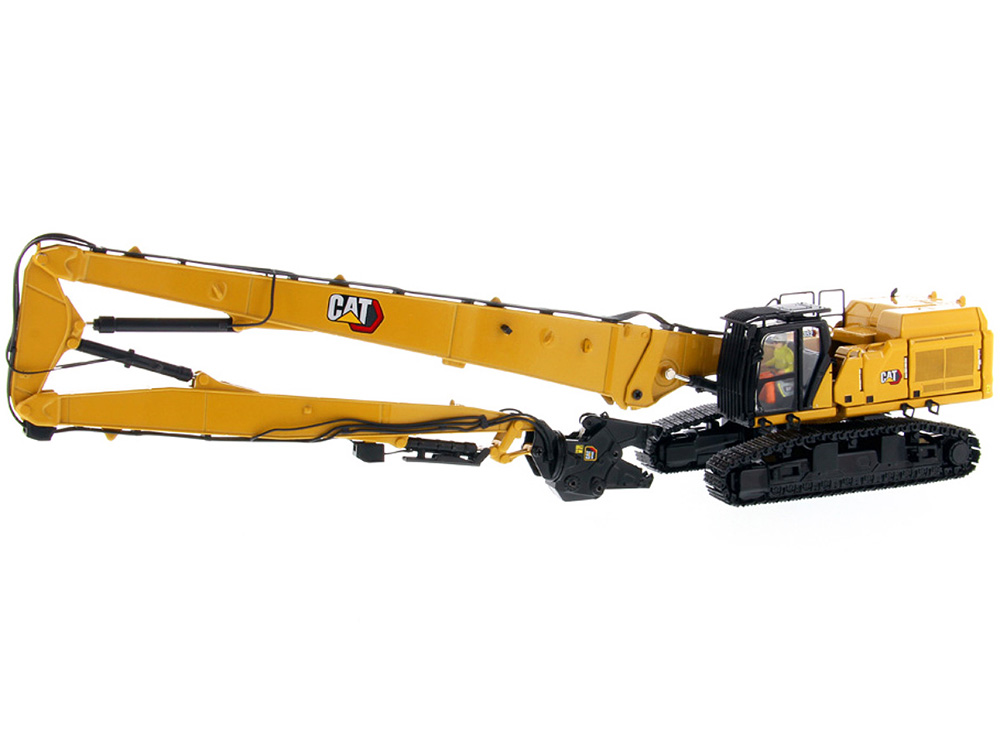 CAT Caterpillar 352 Ultra High Demolition Hydraulic Excavator with Operator and Two Interchangeable Booms "High Line Series" 1/50 Diecast Model by Di